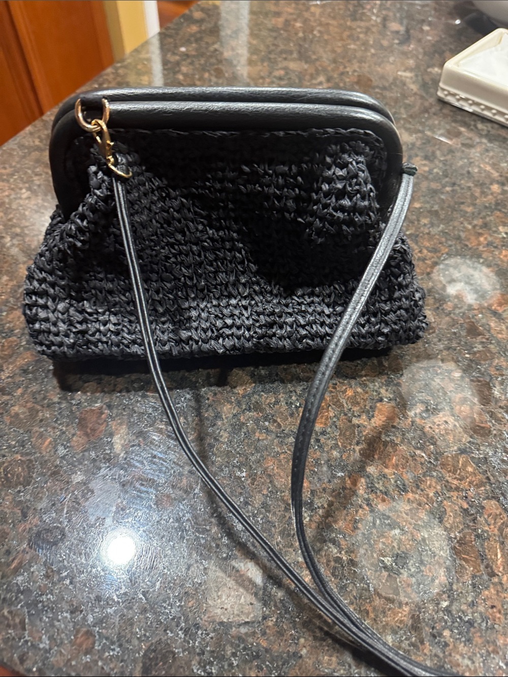 Kendra Scott Black Woven Crossbody with Slim Strap